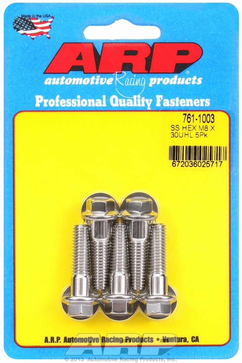 ARP 761-1003 M8 x 1.25 x 30 hex SS bolts