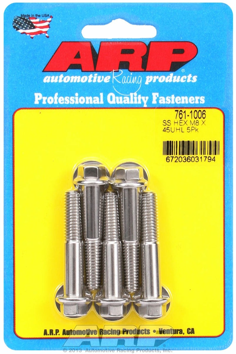 ARP 761-1006 M8 x 1.25 x 45 hex SS bolts