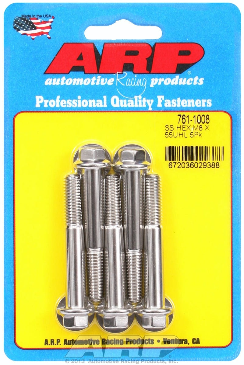 ARP 761-1008 M8 x 1.25 x 55 hex SS bolts