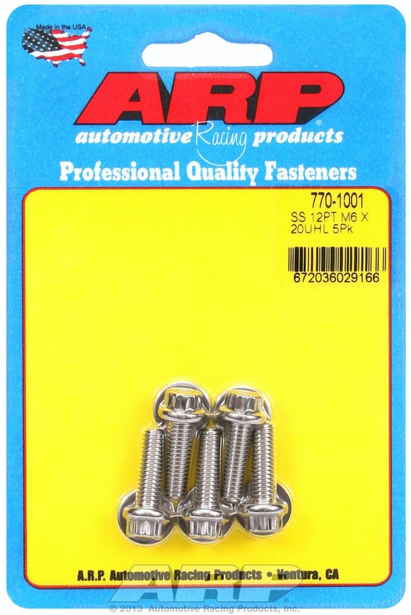 ARP 770-1001 M6 x 1.00 x 20 12pt SS bolts