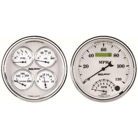 AutoMeter Products 1203 Old Tyme White II Quad Gauge/Tach/Speedo Kit