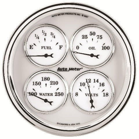 AutoMeter Products 1210 Old Tyme White II Quad Gauge