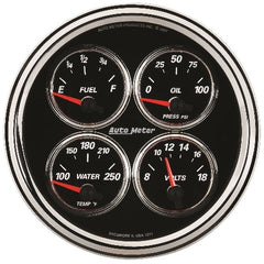 AutoMeter Products 1224 5 Quad Gauge, Fuel Level, 0-90, Designer Black II