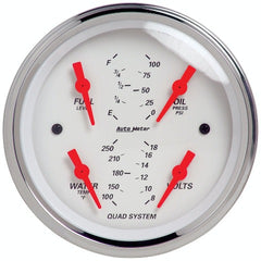AutoMeter Products 1309 Quad Gauge and Tach/Speedo Combo 3-3/8in - Artic White