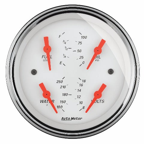 AutoMeter Products 1314 3-3/8 Quad Guage, Fuel Level, 0-90, Arctic White