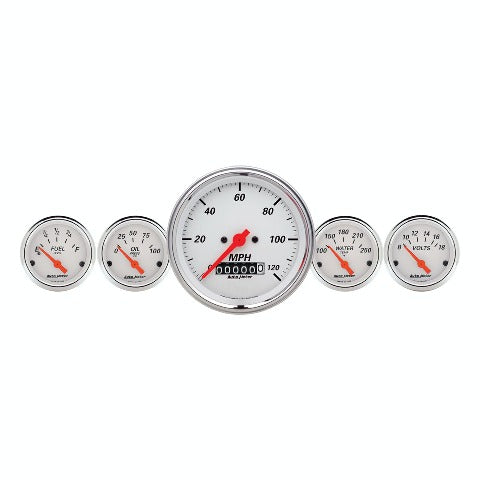 AutoMeter Products 1340 Gauge Kit; 5 pc.; 3 3/8in./2 1/16in.; Elec. Speedometer; Arctic White