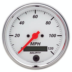 AutoMeter Products 1380 Gauge; Speedometer; 3 3/8in.; 120mph; Elec. Prog. w/LCD Odo; Arctic White