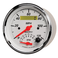 AutoMeter Products 1381 Gauge; Tach/Speedo; 3 3/8in.; 120mph/8k RPM; Elec. Program.; Arctic White