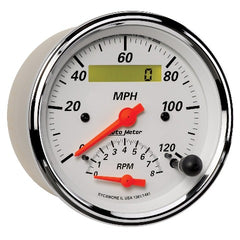 AutoMeter Products 1381 Gauge; Tach/Speedo; 3 3/8in.; 120mph/8k RPM; Elec. Program.; Arctic White