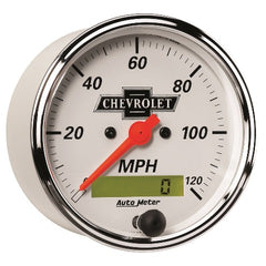 AutoMeter Products 1388-00408 Gauge; Speedo.; 3 1/8in.; 120mph; Elec. Prog. w/LCD Odo; Chevrolet Heritage Bowt