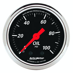 AutoMeter Products 1429 2 Oil Pressure Guage, 0-100 PSI, Mechanical, Designer Black