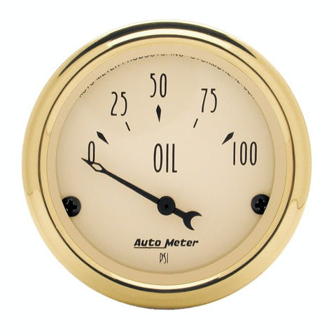 AutoMeter Products 1528 Gauge; Oil Press; 2 1/16in.; 100psi; Elec; Golden Oldies