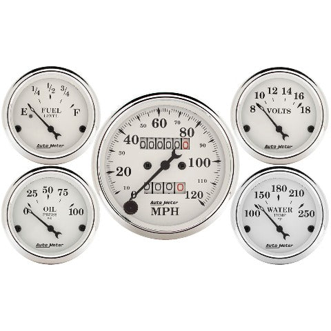 AutoMeter Products 1601 5 Pc Kit Old Tyme White (Mechanical Speedo)