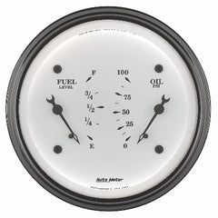 AutoMeter Products 1613 GAUGE; DUAL; FUEL/OILP; 3 3/8in.; 240 ohm E-33 ohm F/100PSI; ELEC; OLD TYME WHT