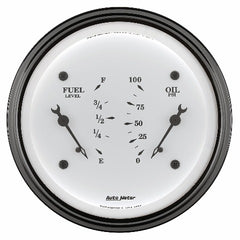 AutoMeter Products 1624 Gauge; Dual; Fuel/OILP; 3 3/8in.; 0OE-90OF/100psi; Elec; Old Tyme White