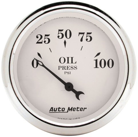 AutoMeter Products 1628 Gauge; Oil Press; 2 1/16in.; 100psi; Elec; Old Tyme White