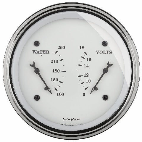 AutoMeter Products 1630 Gauge; Dual; WTMP/VOLT; 3 3/8in.; 250? F/18V; Elec; Old Tyme White