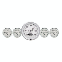 AutoMeter Products 1640 Old Tyme White 5 Piece Kit w/3-3/8 Prog. Speedo, w/Wheel Odo