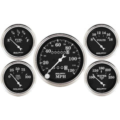 AutoMeter Products 1708 5 Pc Kit Old Tyme Black (Mechanical Speedo)
