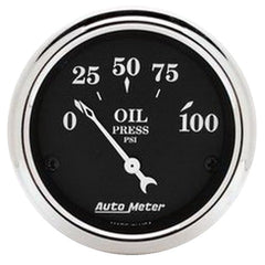 AutoMeter Products 1727 Old Tyme Black Series Oil Pressure Gauge (0-100 PSI, 2-1/16 in.)