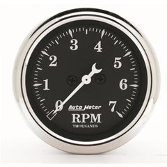 AutoMeter Products 1797 Gauge; Tachometer; 2 1/16in.; 7k RPM; In-Dash; Black Bzl; Old Tyme Black