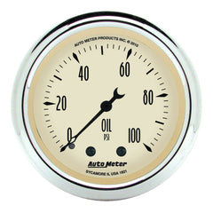 AutoMeter Products 1821 Gauge; Oil Press; 2 1/16in.; 100psi; Mech; Antique Beige