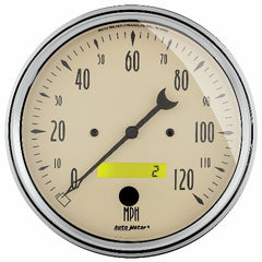 AutoMeter Products 1889 Gauge; Speedometer; 5in.; 120mph; Elec. Prog. w/LCD Odo; Antique Beige