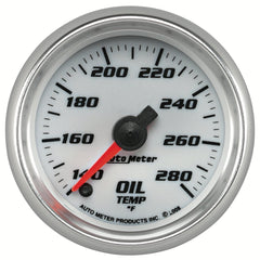 AutoMeter Products 19740 Oil Temperature Gauge, White-Pro Cycle 2 1/16 140-280? F Digital Stepper M