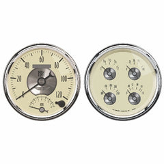AutoMeter Products 2004 Gauge Kit; 2 pc.; Quad/Tach/Speedo; 5in.; Prestige Antq. Ivory