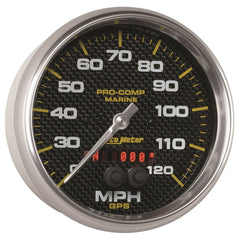 AutoMeter Products 200646-40 Gauge; Speedometer; 5in.; 120mph; GPS; Marine Carbon Fiber