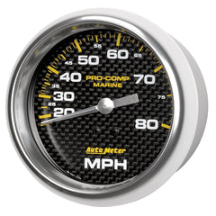 AutoMeter Products 200753-40 Gauge; Speedometer; 3 3/8in.; 80mph; Mechanical; Marine Carbon Fiber