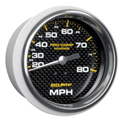 AutoMeter Products 200753-40 Gauge; Speedometer; 3 3/8in.; 80mph; Mechanical; Marine Carbon Fiber