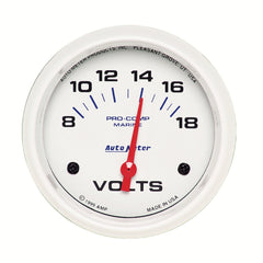 AutoMeter Products 200757 Gauge; Voltmeter; 2 5/8in.; 18V; Electric; Marine White
