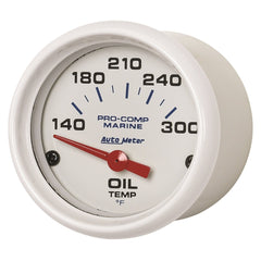 AutoMeter Products 200764 Oil Temperature Gauge, Electric-Marine White 2 1/16 140-300? F