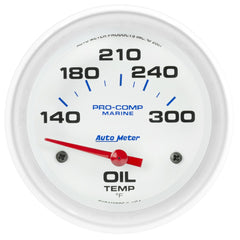 AutoMeter Products 200765 Oil Temperature Gauge, Electric-Marine White 2 5/8 140-300? F