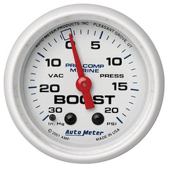 AutoMeter Products 200774 Vacuum/Boost Gauge, Mechanical-Marine White 2 1/16, 30INHG-20PSI