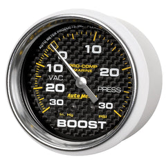 AutoMeter Products 200775-40 Vacuum/Boost Gauge, Mechanical-Marine Carbon Fiber 2 5/8, 30INHG-30PSI