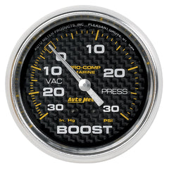 AutoMeter Products 200775-40 Vacuum/Boost Gauge, Mechanical-Marine Carbon Fiber 2 5/8, 30INHG-30PSI