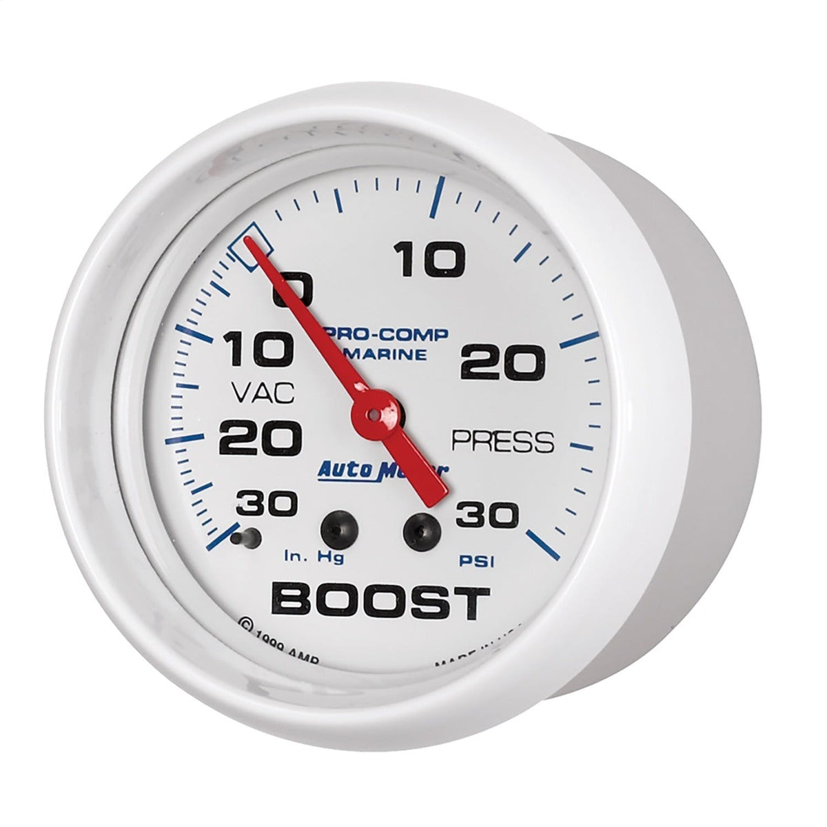 AutoMeter Products 200775 Vacuum/Boost, Mechanical-Marine White 2 5/8, 30INHG-30PSI