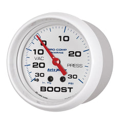AutoMeter Products 200775 Vacuum/Boost, Mechanical-Marine White 2 5/8, 30INHG-30PSI