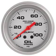 AutoMeter Products 200777-33 Oil Pressure Gauge, Mechanical-Marine Silver 2 5/8, 100PSI