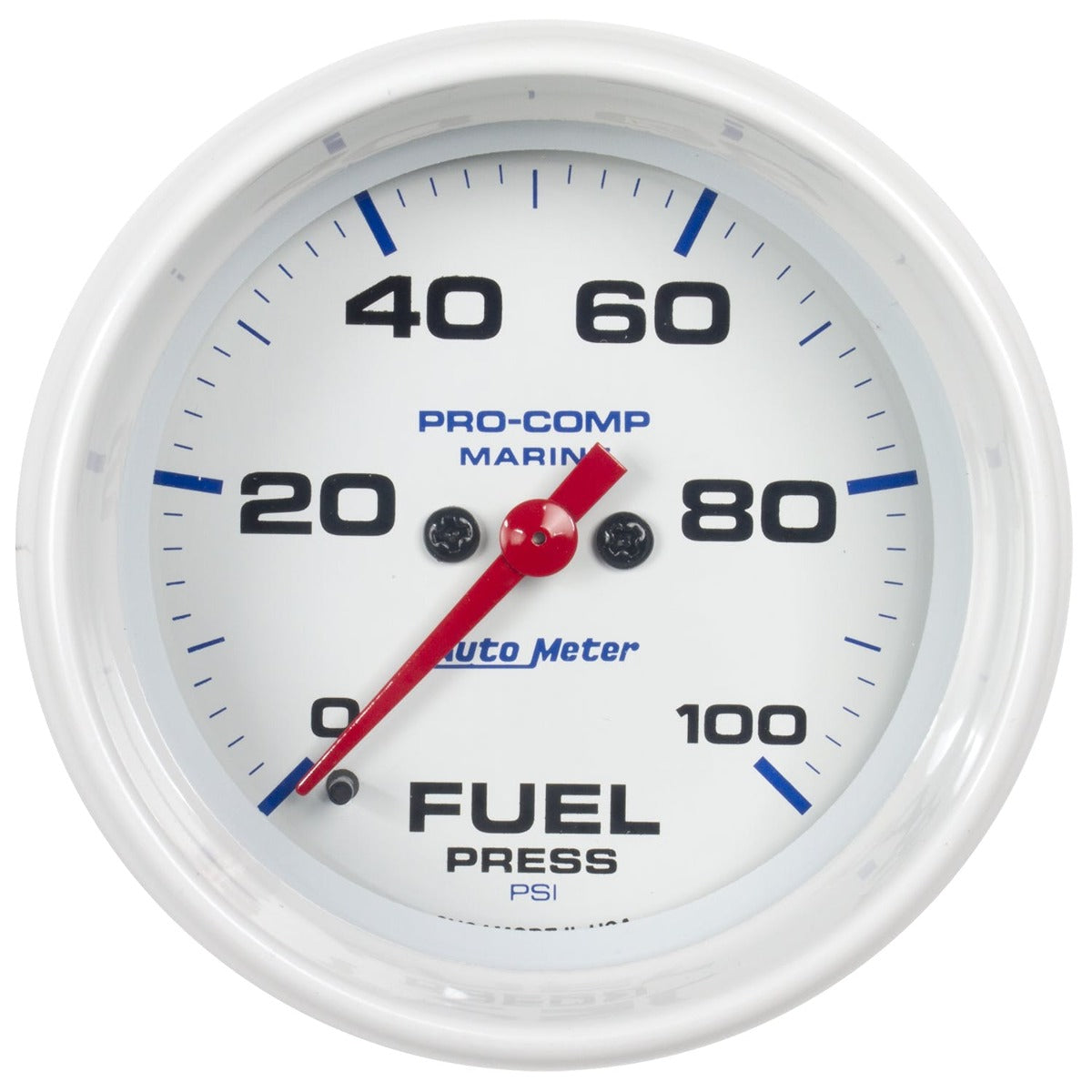 AutoMeter Products 200851 Fuel Pressure Gauge, Marine White 2 5/8, 100PSI Digital Stepper Motor