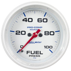 AutoMeter Products 200851 Fuel Pressure Gauge, Marine White 2 5/8, 100PSI Digital Stepper Motor