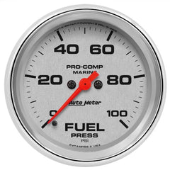 AutoMeter Products 200851-35 Fuel Pressure Gauge, Marine Chrome 2 5/8, 100PSI, Digital Stepper Motor