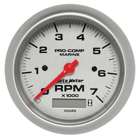 AutoMeter Products 200890-33 Tachometer Gauge, Marine Silver 3 3/8, 7K RPM with Hourmeter