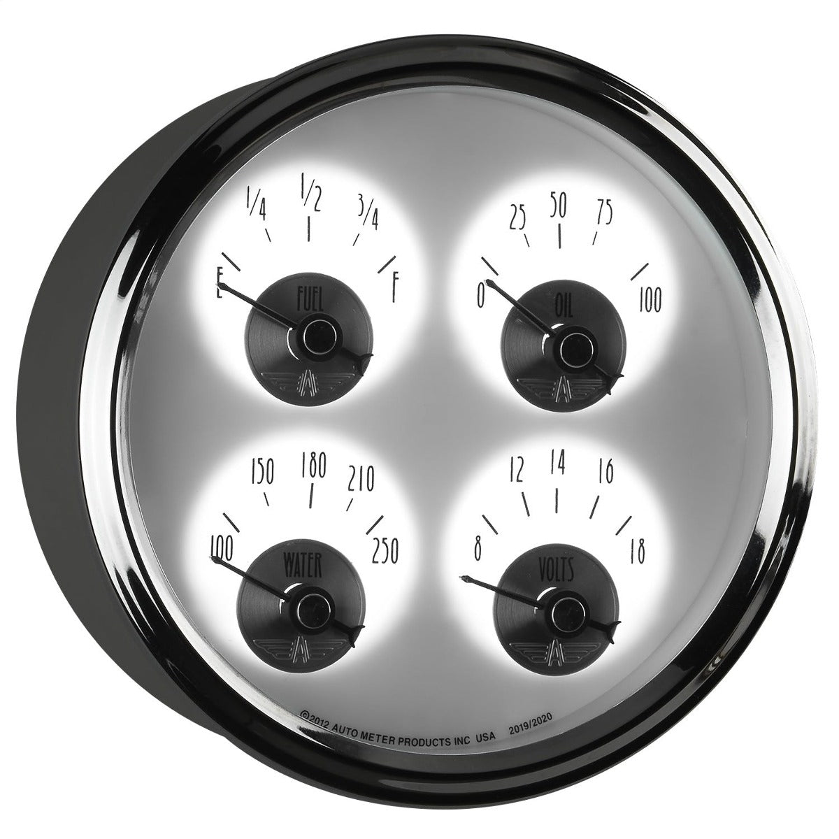 AutoMeter Products 2019 Gauge; Quad; 5in.; 240 ohm E-33 ohm F; Elec; Prestige Pearl