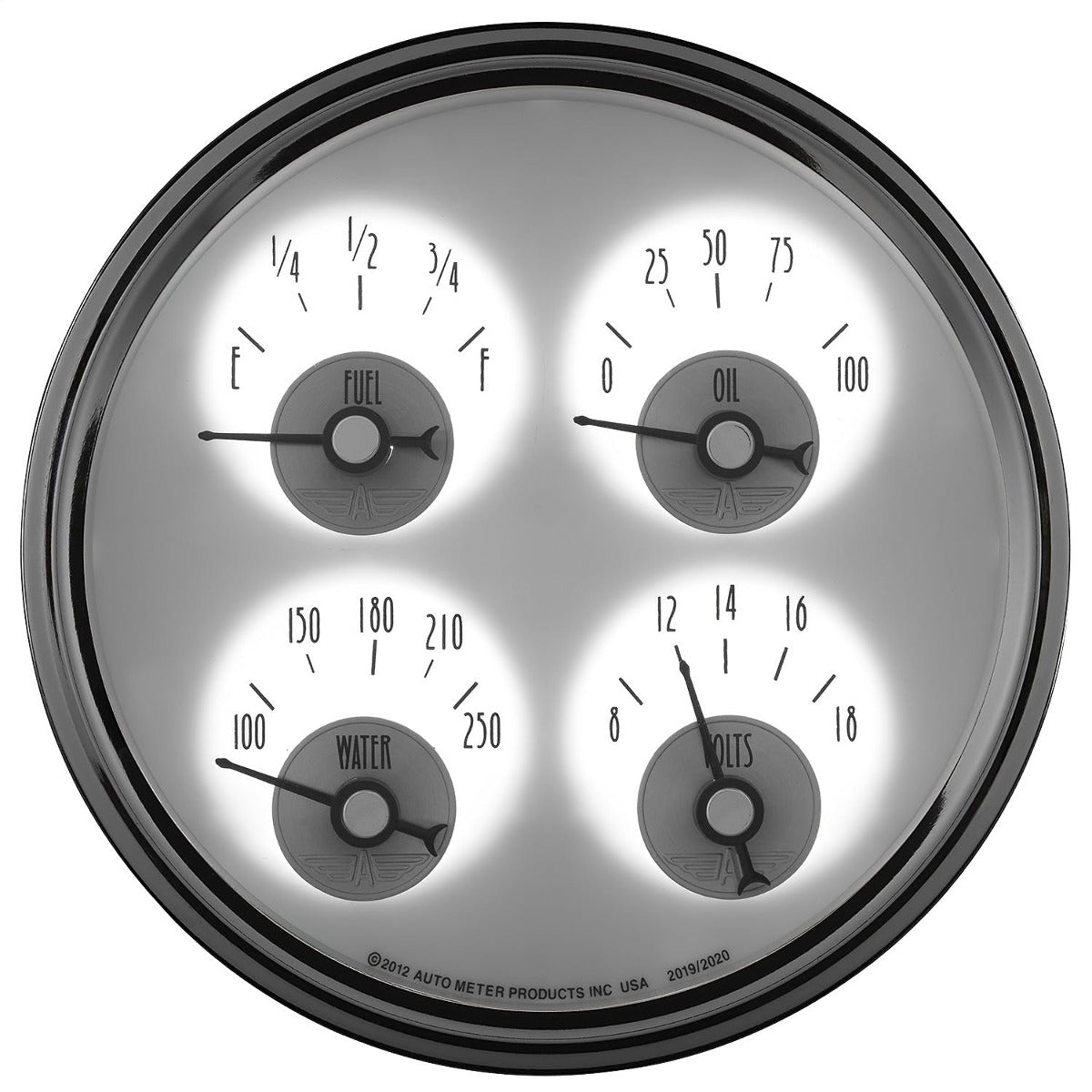 AutoMeter Products 2019 Gauge; Quad; 5in.; 240 ohm E-33 ohm F; Elec; Prestige Pearl