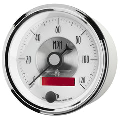 AutoMeter Products 2084 Gauge; Speedo; 3 3/8in.; 120mph; Elec. Program w/LCD odo; Prestige Pearl