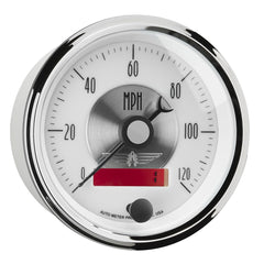 AutoMeter Products 2084 Gauge; Speedo; 3 3/8in.; 120mph; Elec. Program w/LCD odo; Prestige Pearl