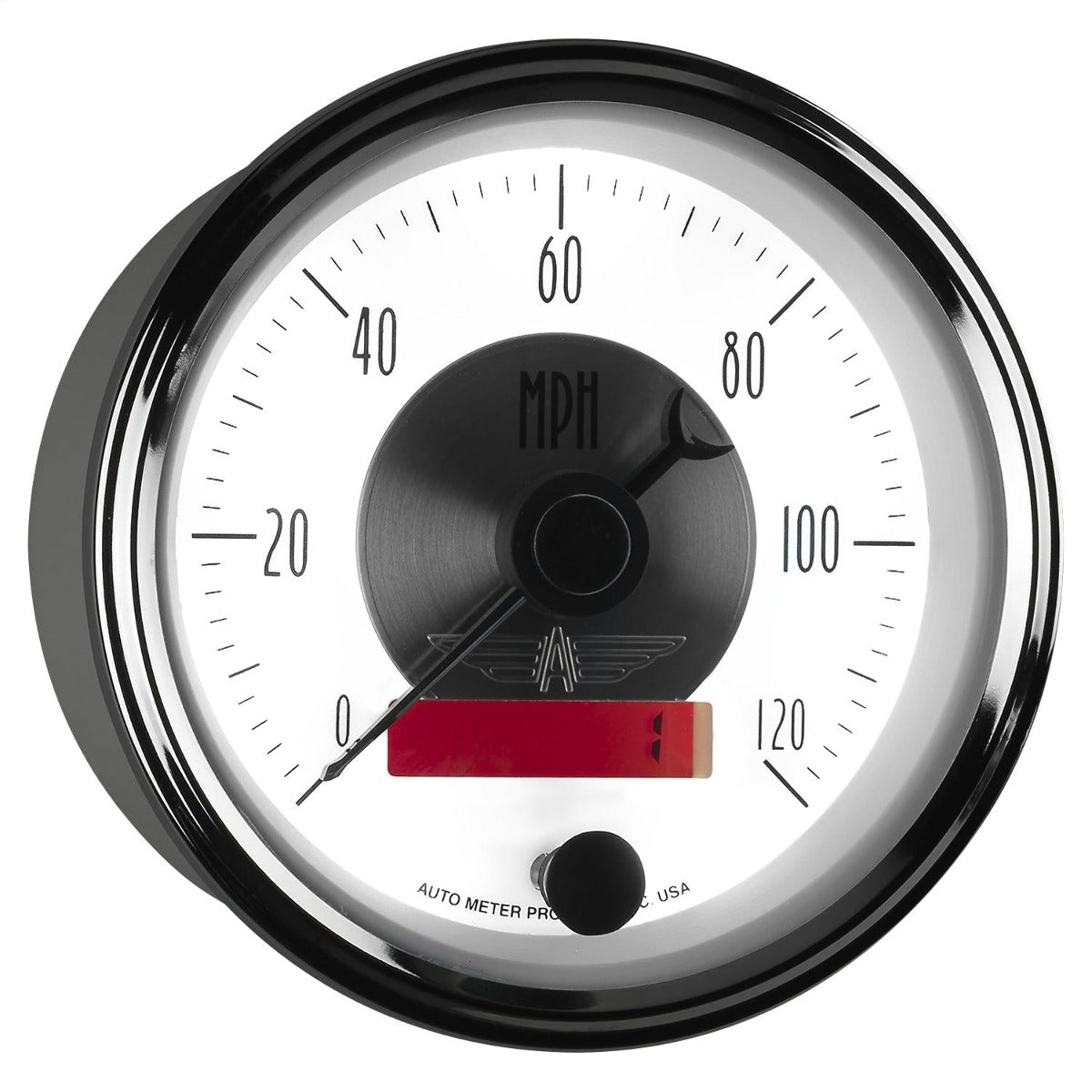 AutoMeter Products 2084 Gauge; Speedo; 3 3/8in.; 120mph; Elec. Program w/LCD odo; Prestige Pearl